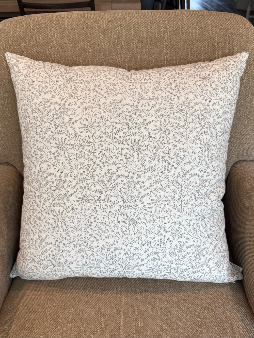 Cover ONLY Linen & James Floral Block Black and Cream 22 x 22 Pillow Cover